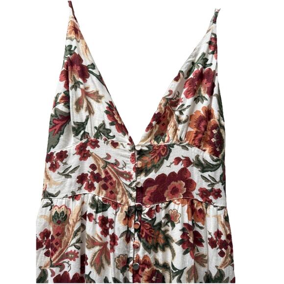 Abercrombie & Fitch Floral Button Front Slit Maxi Dress Sz M Petite Linen Blend - Picture 2 of 9